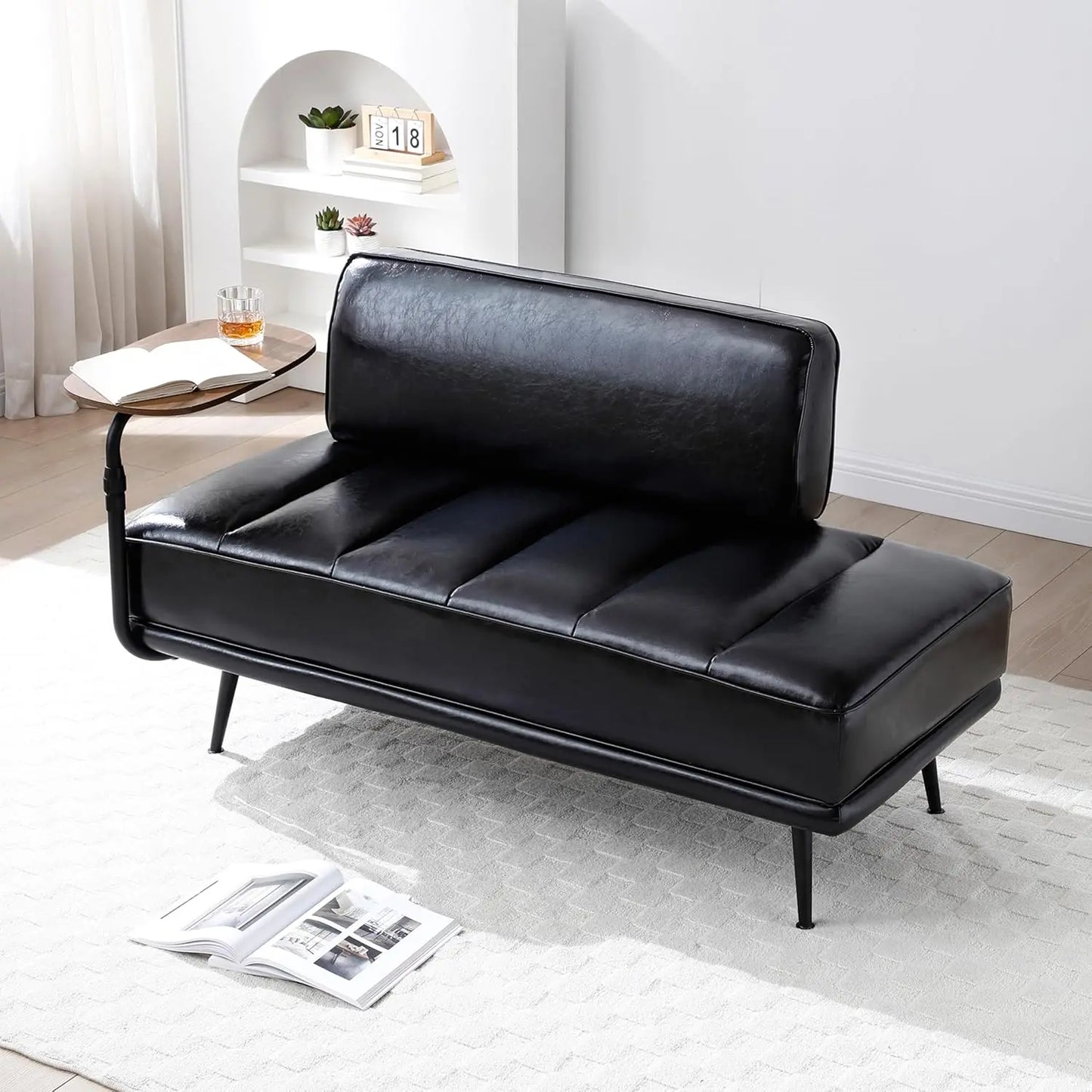 PU Leather Bedroom Ottoman Bench 53.2" Long Ottoman Benches for Living Room Bed End Rectangular Window Entryway Bench
