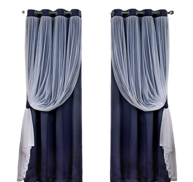Velura™ – Double Layer Lace-Trim Blackout Curtain