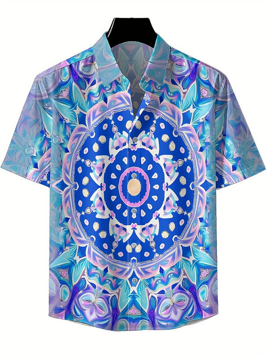 Men's Plus Size Hawaiian Shirts Dream Mandala Prints Pattern, Unisex Aloha Shirts,New in Summer Tops Tee,streetwear