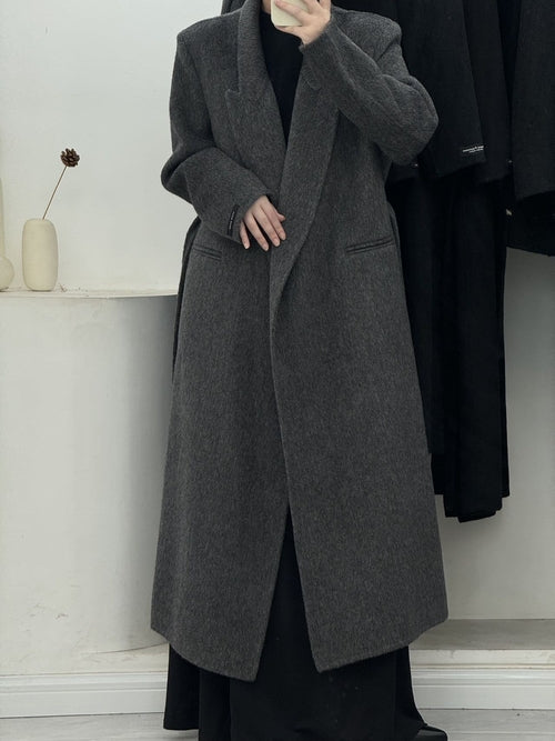 Angora Red Women's Loose Double-Sided Wool Overcoat – Elegant & Cozy