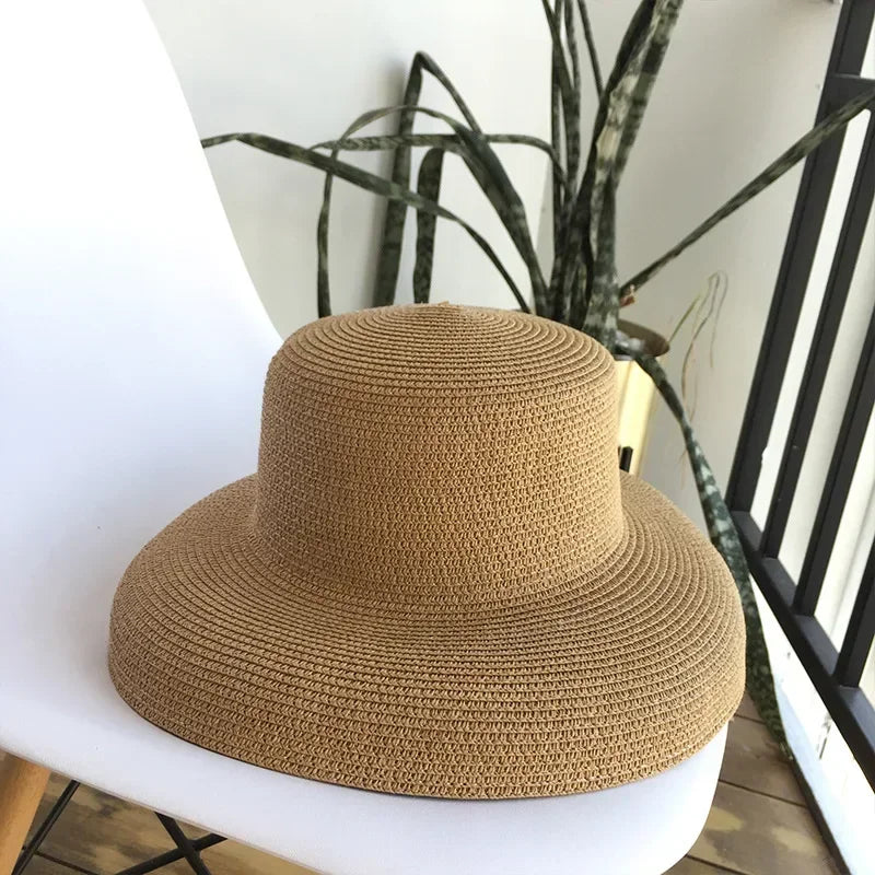 2025 New Audrey Hepburn straw hat sunken modelling tool bell-shaped big brim hat vintage high pretend bility tourist beach ★ ★ ★