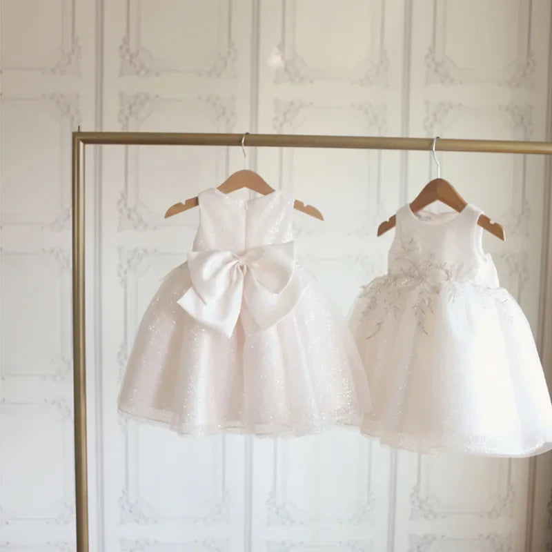 Infant First Birthday Dress White Girl Child Dresses Toddler Baby Girls Wedding Princess for Baptism Ball Gown Children Clothes