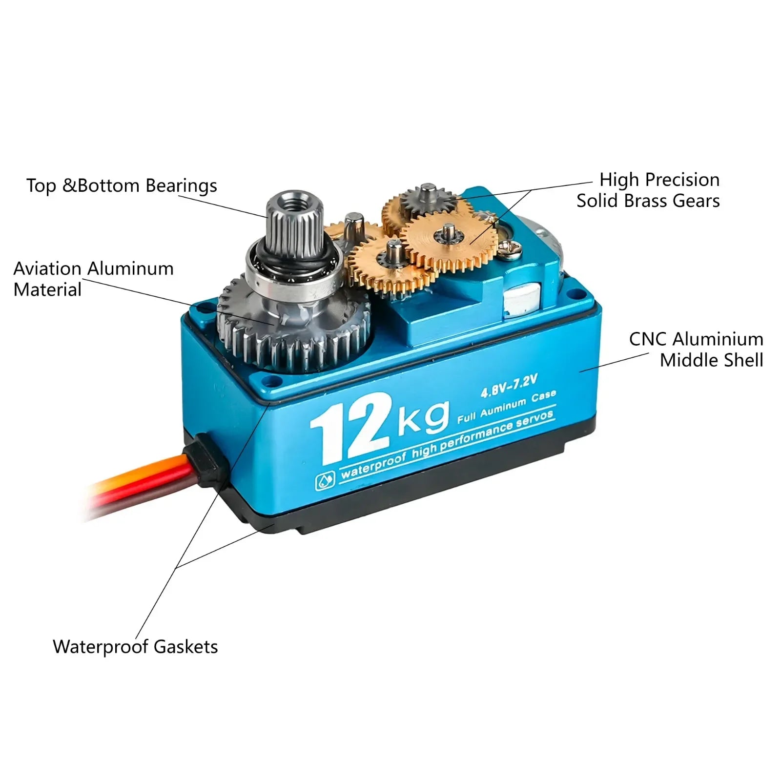12KG TD-9412MG High Torque Full Metal Digital Servo Carbon Brush Motor 180/270/360 Degree Short Model for 1:10 1:8 RC Car Robot