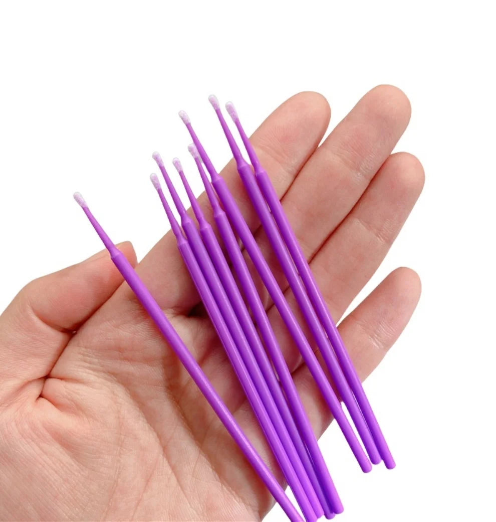 100PCS Disposable Eyelash Cleaning Brush Extension Micro Cotton Swab Eyelashes Microbrush Beauty Makeup Clean Remover Tools