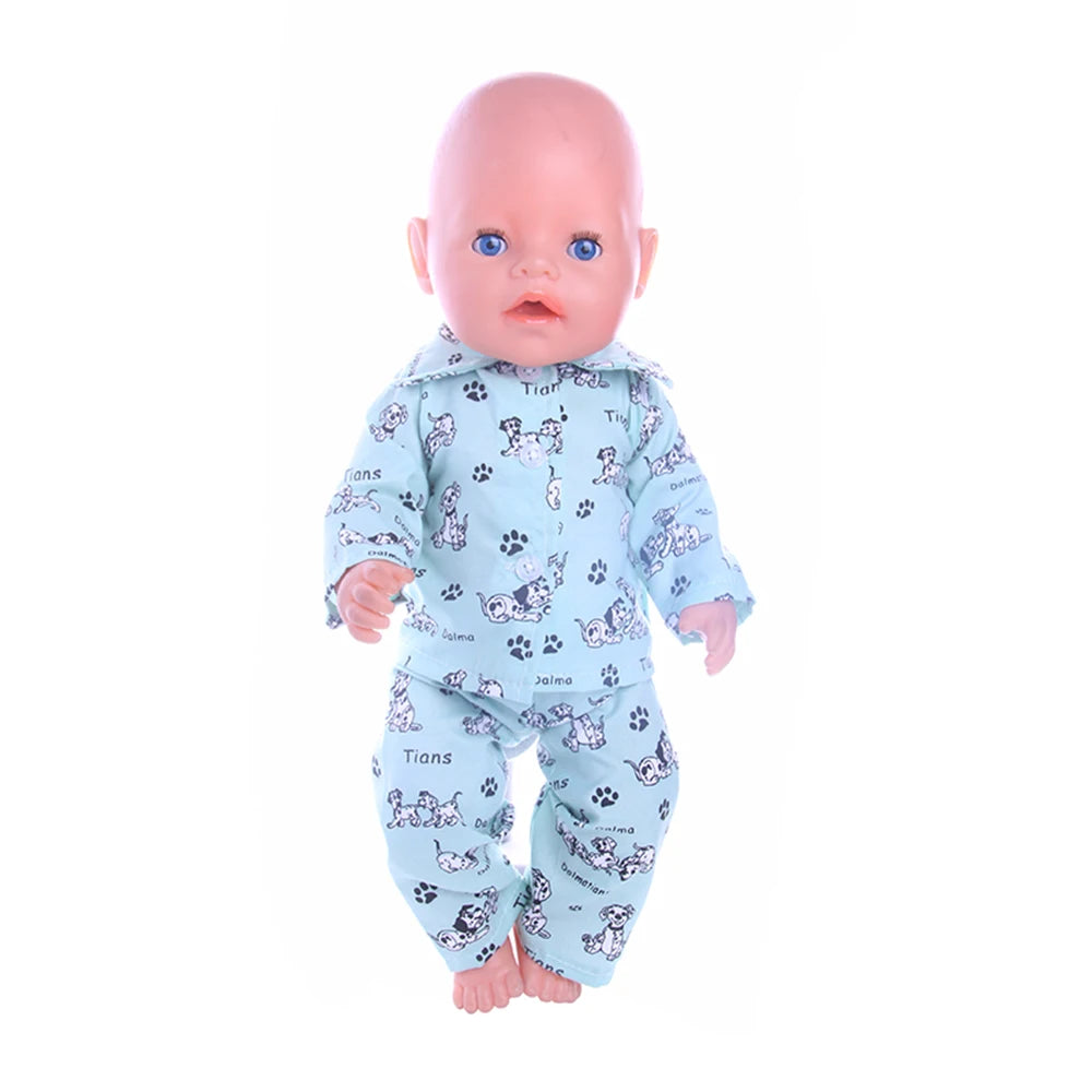Doll Clothes Cartoon Animal Print Pajama Shirt For 18 inch American & 43Cm Reborn Baby OG Girl's Accessories Baby Clothes Gifts