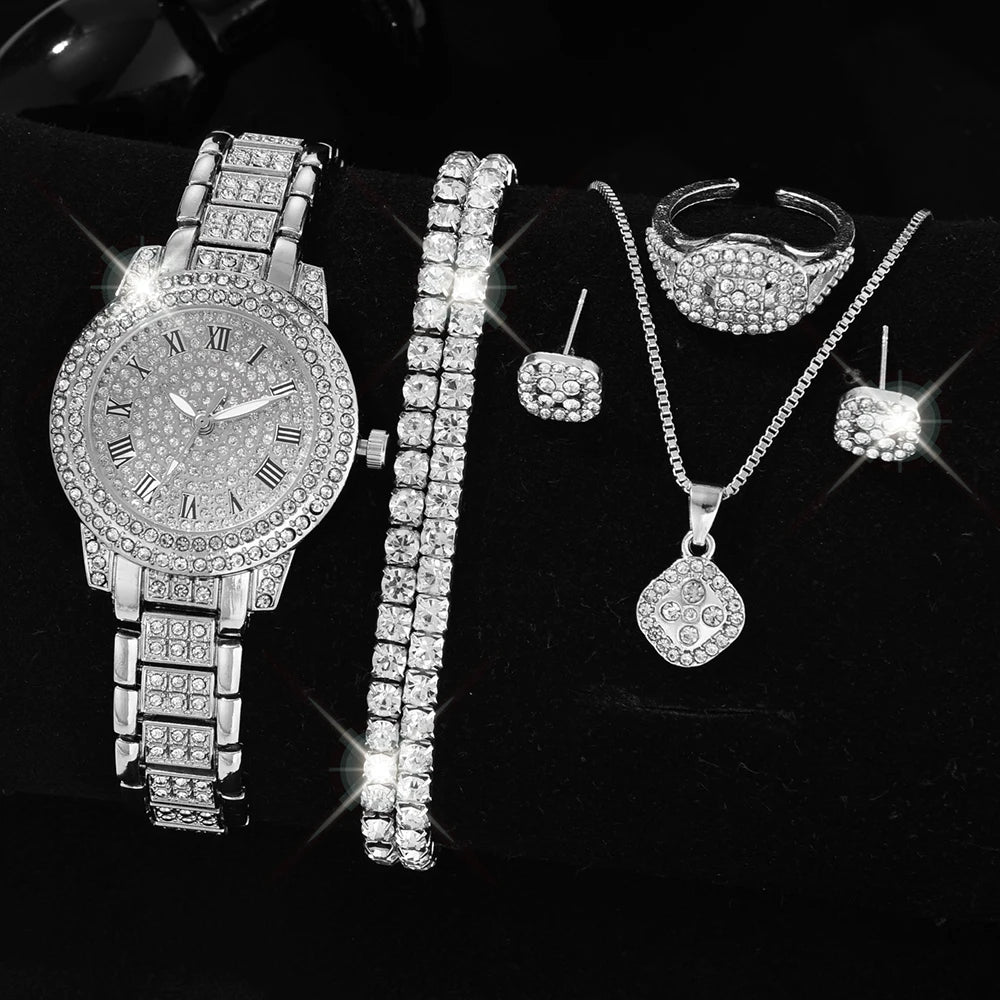 Surprise Random Women's Watch set Blind box Quartz Watch Bracelet Necklace Ring Earring set Suitable for Daily Clothing Matching