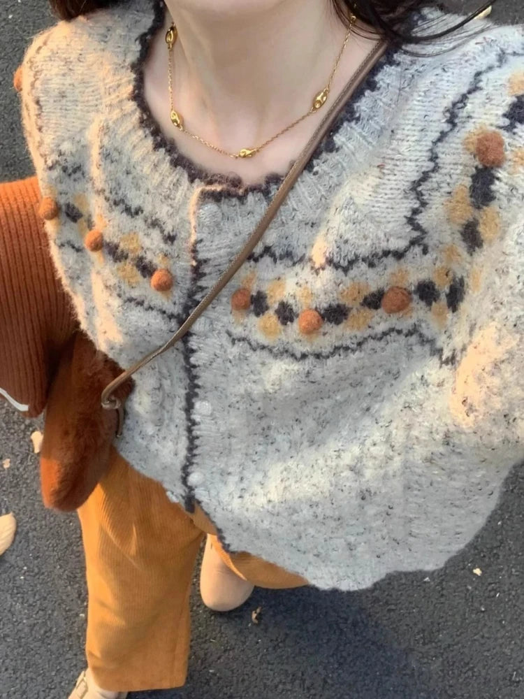 Vintage Sweaters Coats Loose Knitted Cardigan Top Korean Fashion Autumn Winter Knit Single-breasted Cardigan For Women Outerwear