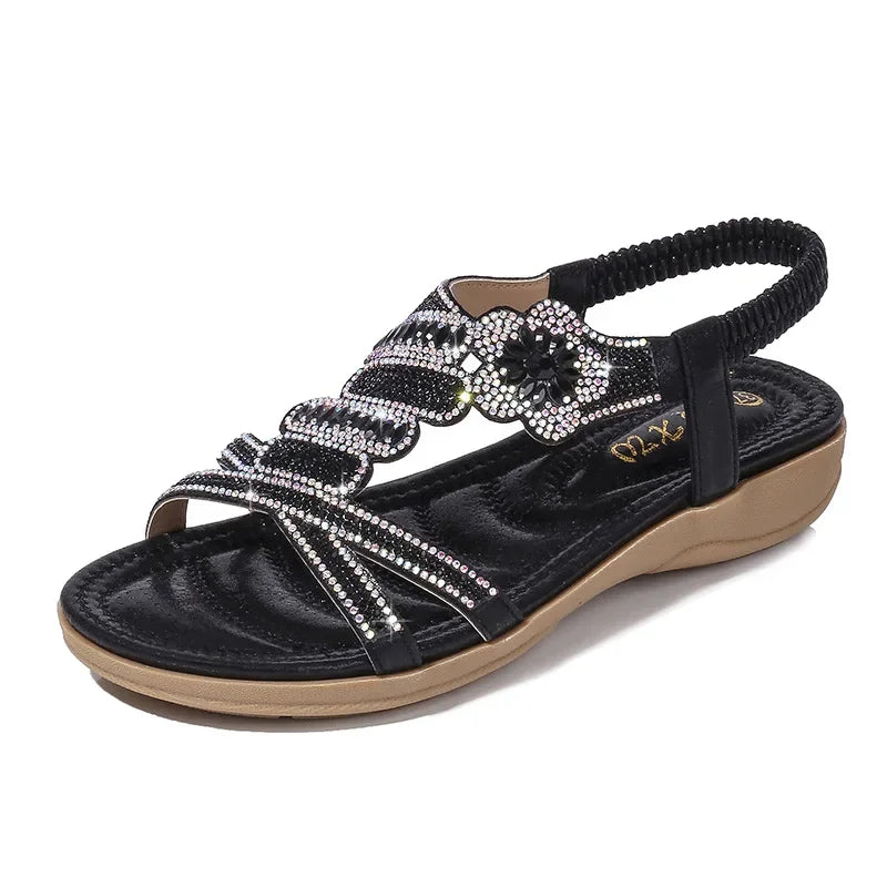 2025 Women sandals Rome casual shoes cross strap top woman summer shoes beach sandals flat pink bandage