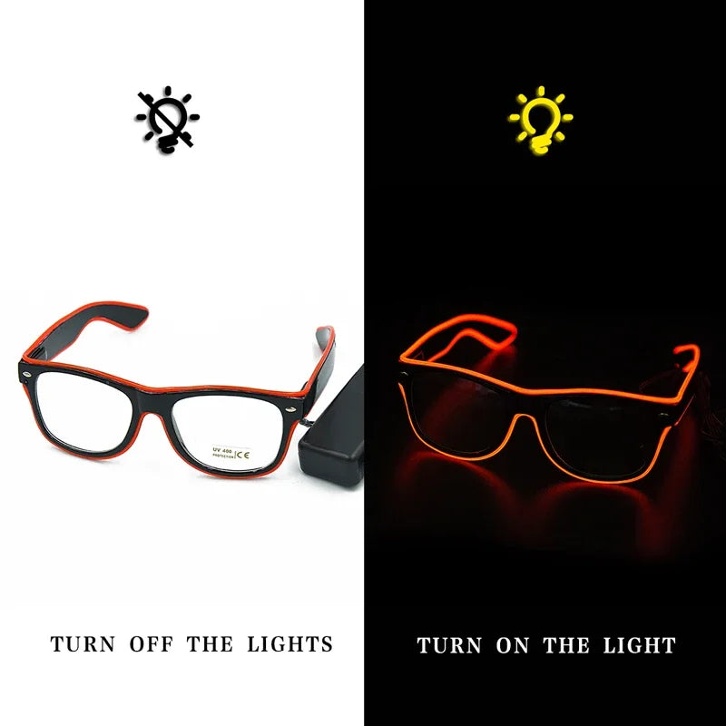 1PC Flashing EL Wire Led Glasses Luminous Party Decorative Lighting Classic Novelty Gift Bright LED Light Up Party SunGlasses