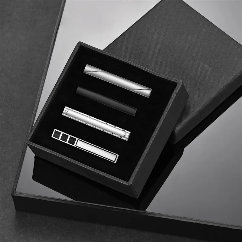 Tie Clip For Men Business Party Minimalist Tie Clips And Cufflinks To Man Shirt Gift Box Jewelry Men's Cuff Man Fashion Lawyer