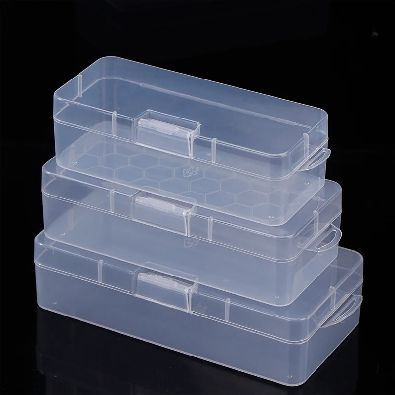 Nail Art Storage Box Nail Parts Organizer Clear Cuboid Plastic Container Packaging Case For Nail Brush File Manicure Tools