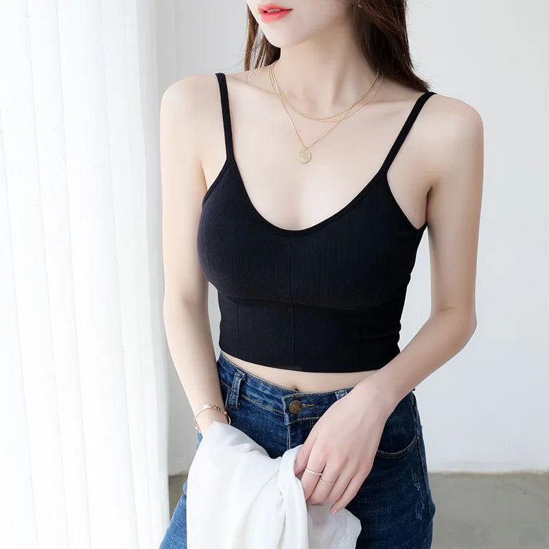 Women Tops Seamless Bra Tube Top Fitness Crop Top Comfort Underwear Female U Back Sexy Lingerie Padded Camisole