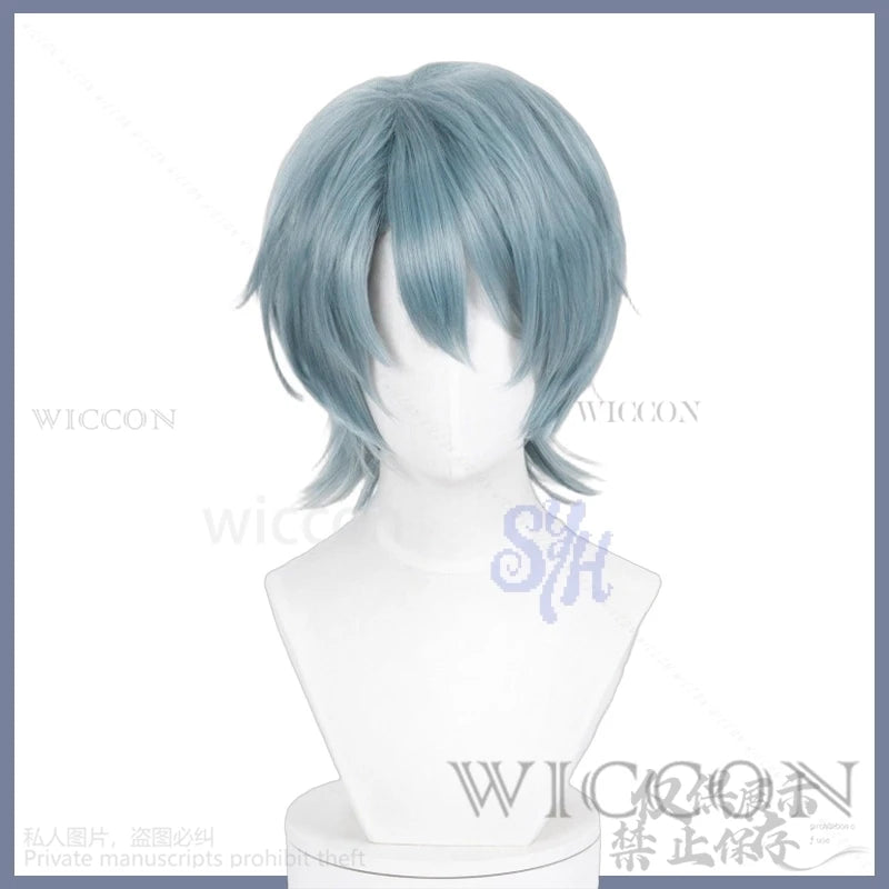 Saja Boy Mystery Anime Movie Demon Cosplay Purple-gray Synthetic Short Straight Hair Wigs Curling Hair Accessories Halloween Cos