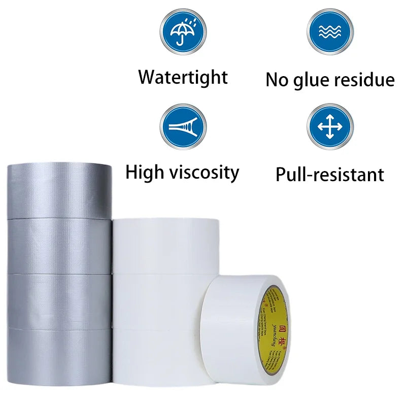 10Meter Adhesive Fabric Duct Tape heavy duty, Carpet Waterproof Tape,White Tape decorative, automotive fabric tape 1rolls