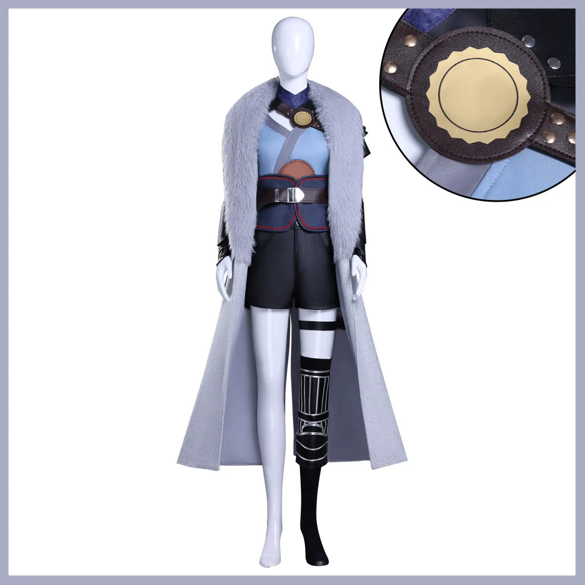 Game Incarnation Bai Yuekui Cosplay Costume Ling Cage 2 Fur Collar Cloak Coat Shorts Uniform Wig Woman Carnival Christmas Suit