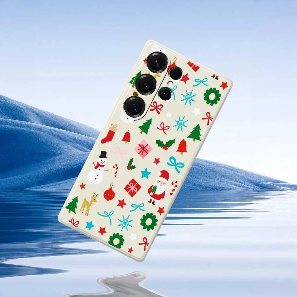 Christmas Pattern Case For Samsung Galaxy S25 S24 S23 S22 S21 S20 Ultra Plus S10 Plus S24FE S23 FE S22FE S21 FE S20 FE Cover