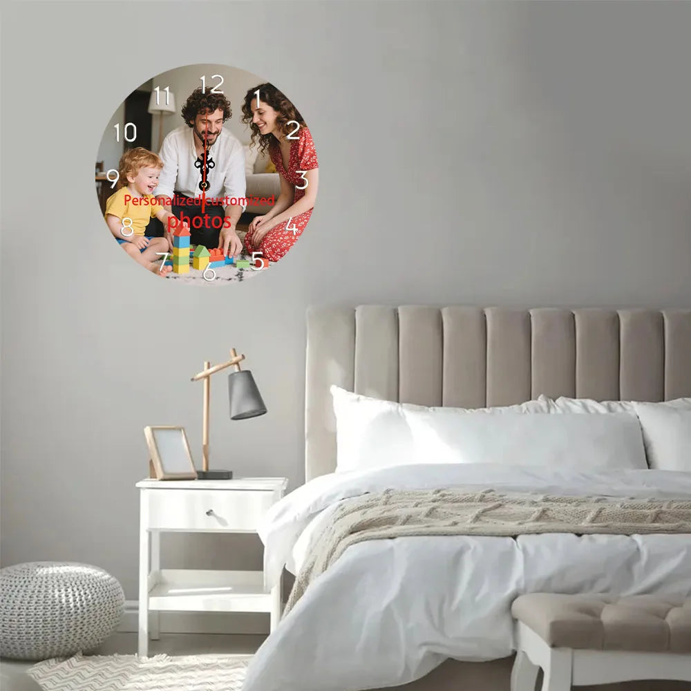 1 Piece 12inch Customized Photo Wall Clock Silent Clock with Silent Tone   Great for Creates Harmony Atmosphere with Various Spaces and Using Timing.   Decorative and Timing.   The Battery Is Not Provided. Custom Wall Decor Wall Clock