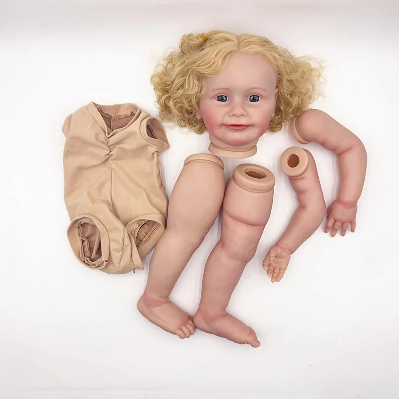 24inch zoe Lifelike Unfinished Reborn Doll kit painted DIY Toy Doll parts with Curly Blond hair