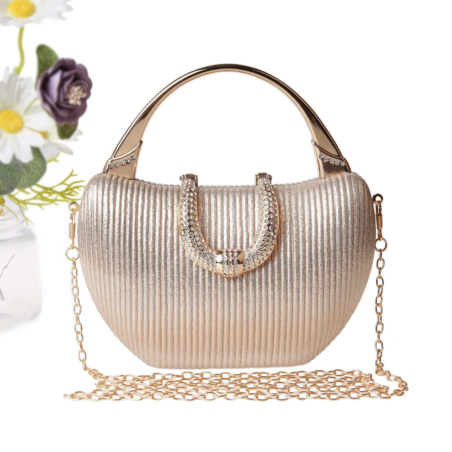 2024 New Vintage Evening Bag  Diamond Sequined Clutch Hand Bag Bride Bag Gold Wedding Purse Female Handbag