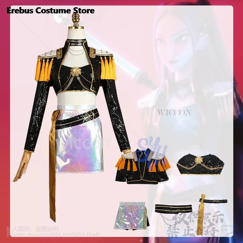Anime Movie Kpop Demon Cosplay Mira Huntrix Golden Stage Uniform Black Flash Gorgeous Punk Coat Mini Dress Lolita 코스프레 Halloween