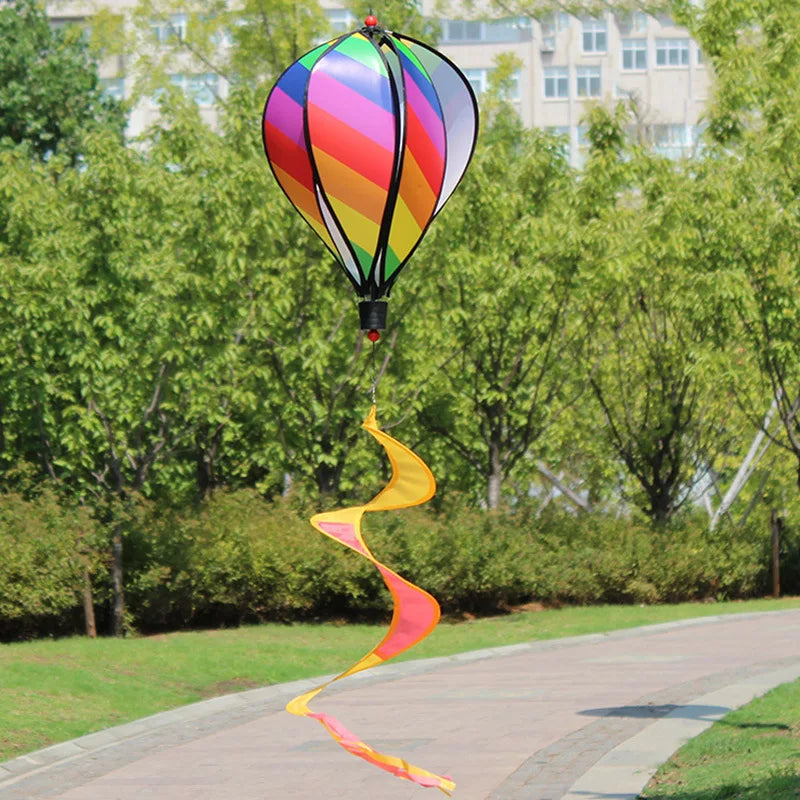 Rainbow Hot Air Balloon Decoration Seven-color Sequins Windmill Pendant Wind Spinning Hot Air Balloon Garden Outdoor Decoration