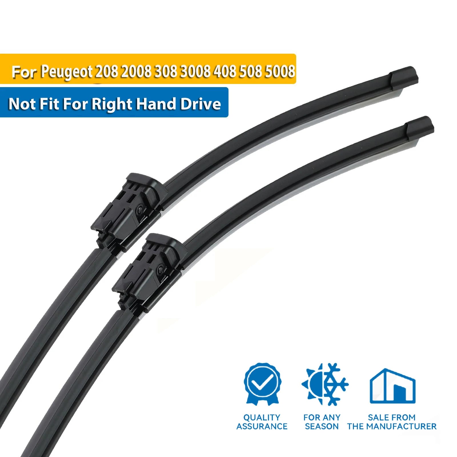 Erick's Wiper LHD Front Wiper Blades For Peugeot 208 2008 308 3008 408 508 5008 Boxer Partner Windshield Windscreen Window Brush