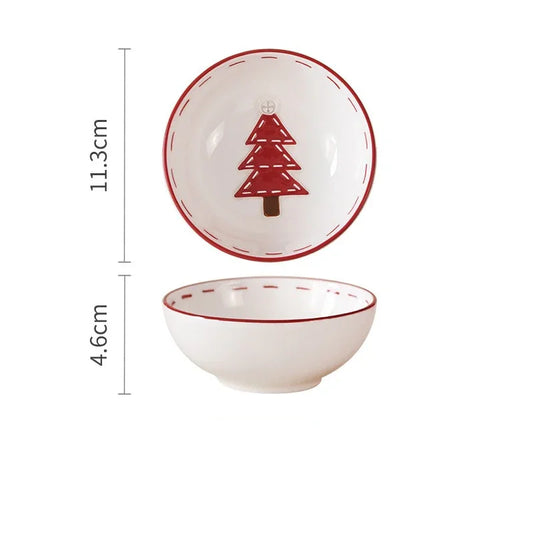 Home Tableware Christmas Gift Ceramic Santa Claus Bowl Creative Embossed Fruit Salad Bowl Western Salad Bowls
