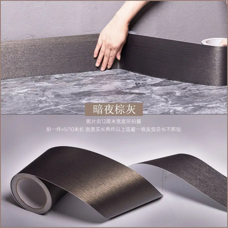 Thickened Brushed Imitation Metal Sticker Self-adhesive Skirting Line Wall Sticker Door Frame Renovation Decoration Self Pasting