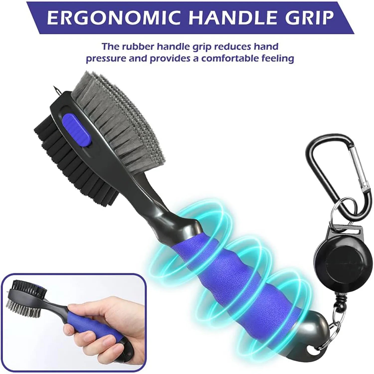 2 Sided Golf Club Brush Cleaner Retractable Groove Cleaning Tool w/ Spike 2PCS