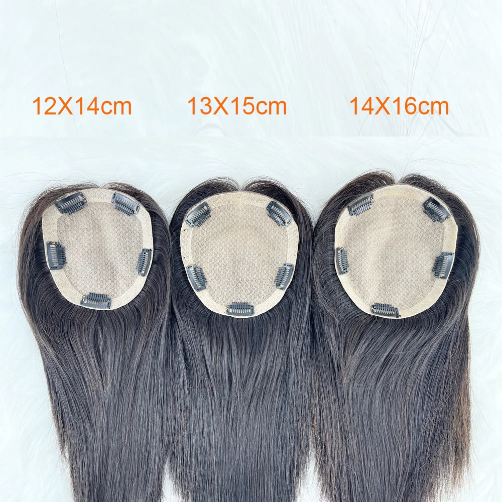 Wet and Wavy Women Toupee Clips In HairPiece Silk Base Chinese  Virgin Human Hair Topper Curly Silk Top Skin Scalp Breathable