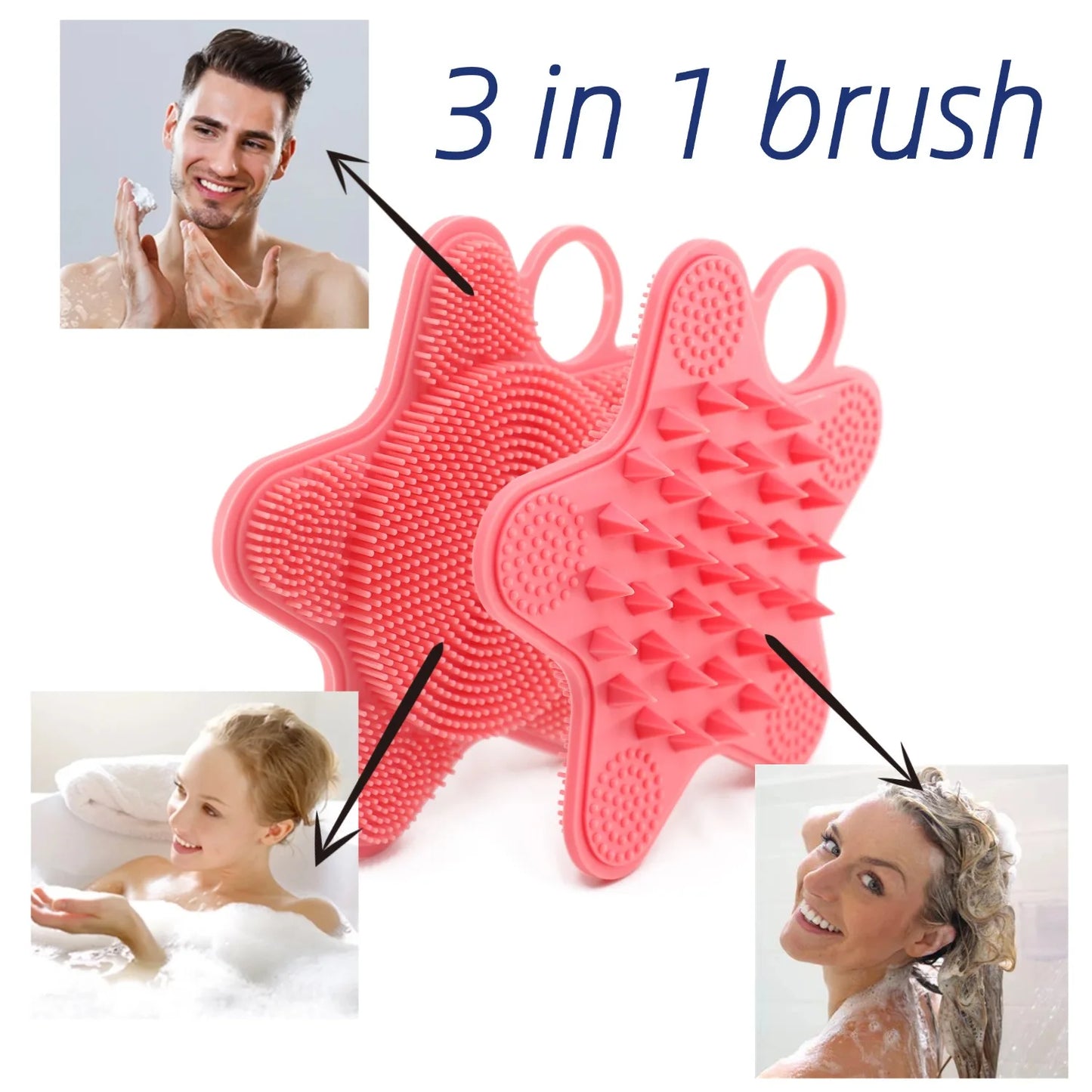 Soft Silicone Exfoliating Brush Womens Manual Body Cleansing Scrubber Shampoo Shower Gentle Massage Bath Brush