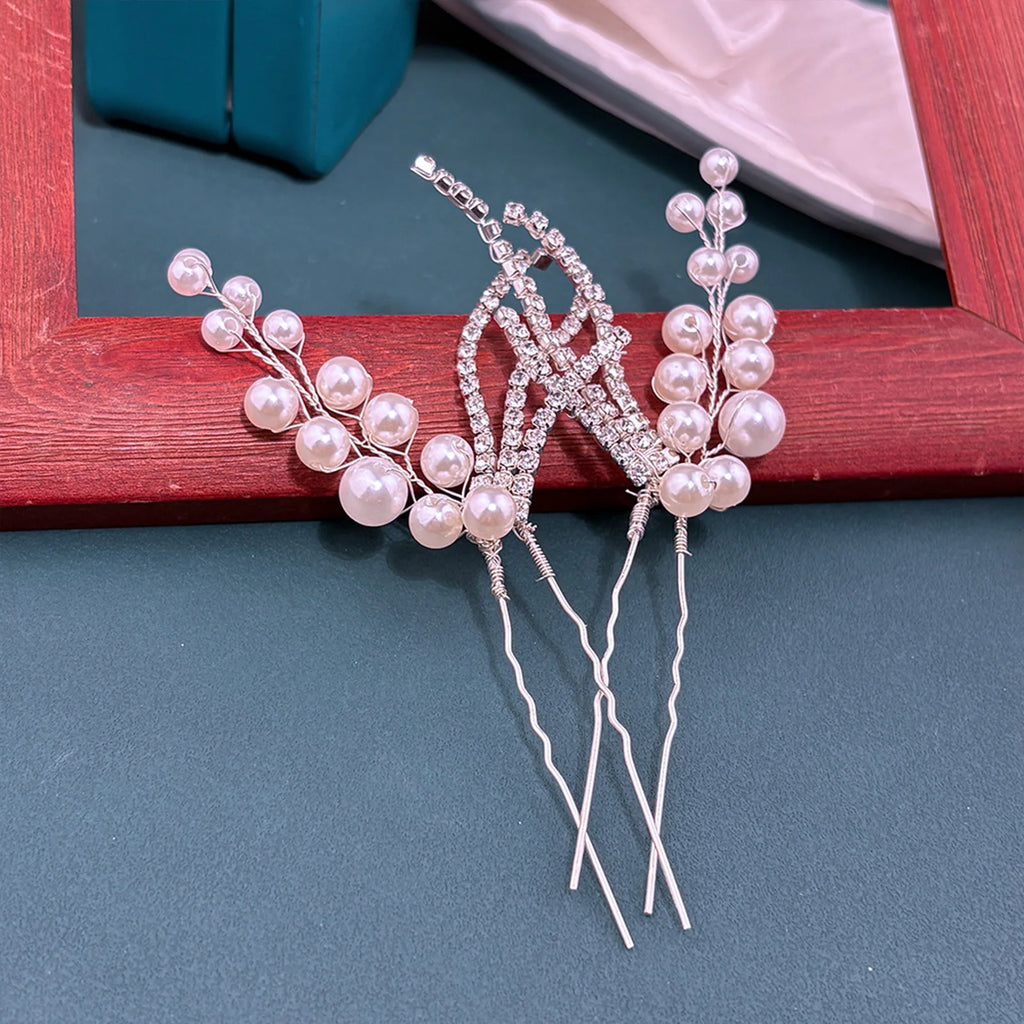 Woman Elegant Pearl U Shape Hair Stick Wedding Hairpins Bridal Headwear Hairstyle Tool Tools Bridal Tiara Hair Accessories