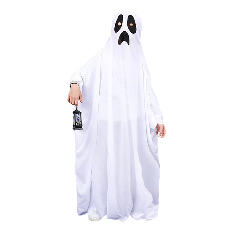 Halloween Baby Ghost Cloak Boy Girl Christmas Ghost Cape Makeup Ball Kids Adult Party Cosplay Stage Wear White Knitted Costume