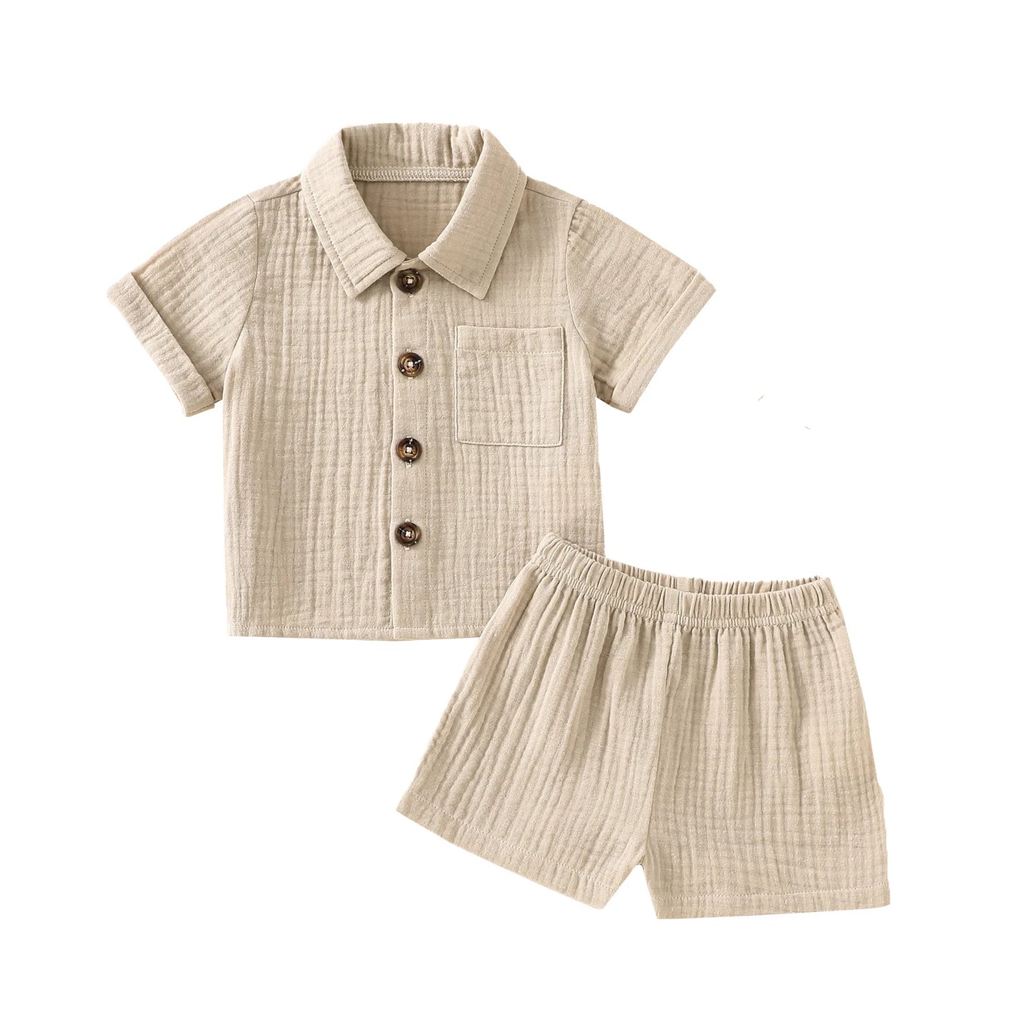 Toddler Short Sleeve Button Down Lapel Shirt Shorts Set 2Pcs Summer Outfits Baby Clothes