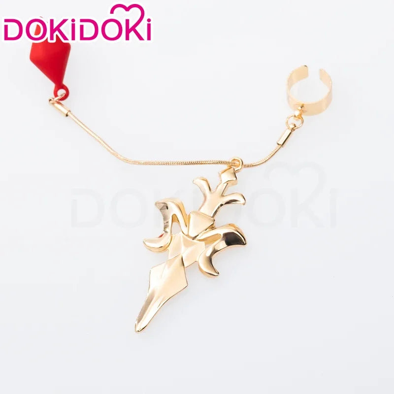 2025 New IN STOCK Wig Game Honkai: Star Rail DokiDoki Argenti Cosplay Ear Clip Men Red Long Hair Fre ★☆★