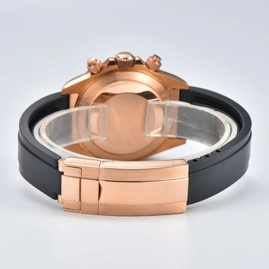 Luxury rose gold men's wristwatch VK63 movement chronograph sapphire glass rubber strap business men's waterproof wristwatch