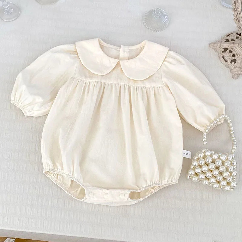 2024 New Autumn 0-24M Children Clothes Newborn Baby Girls Long Sleeved Cotton Bodysuits+Lace Dress Korean Style Climbing Suit