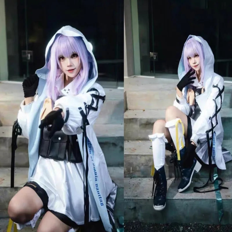 Blue Archive Hakari Atsuko Cosplay Costume Wig Headwear Women Carnival Halloween Carnival Party Roleplay Outfits Purple Hair