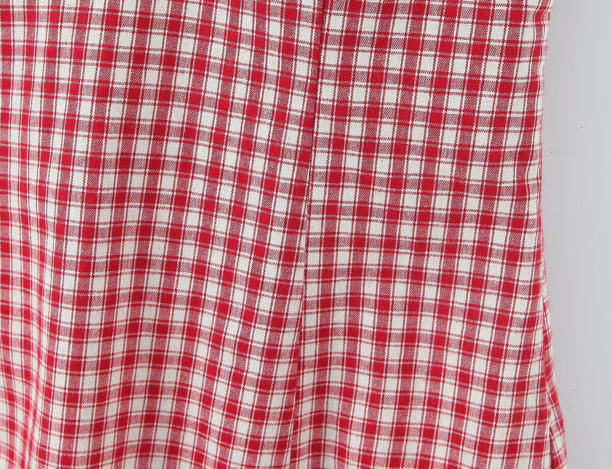 Women Clothing Summer Sexy Retro French Plaid V neck Lace Dress