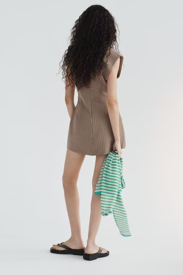 Women Clothing Summer Sexy Striped Short Sleeveless Dress .Ships from