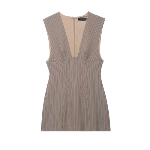 Women Clothing Summer Sexy Striped Short Sleeveless Dress .Ships from