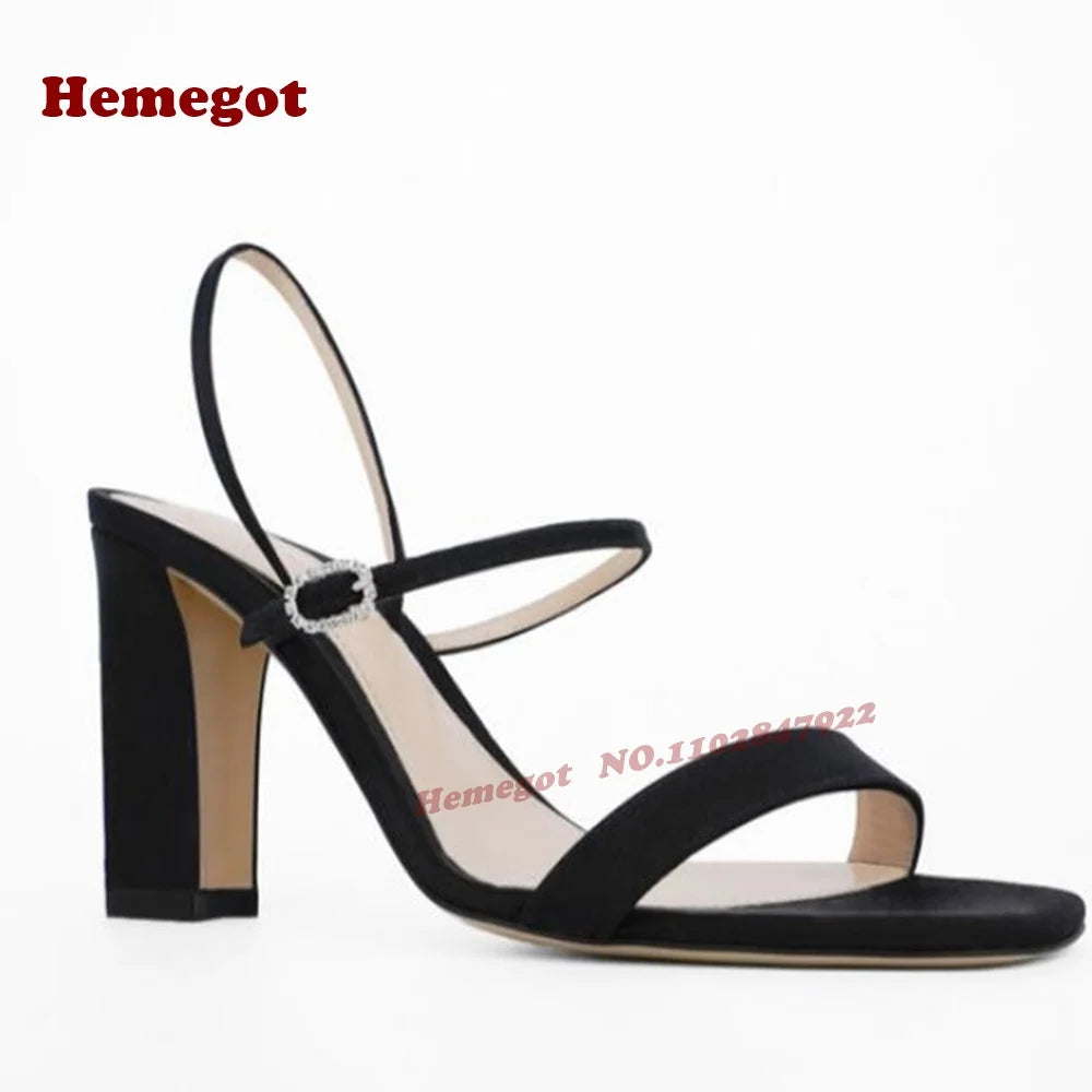 One Strap Buckled Chunky Heels Sandals Open Toe Slingback Women's Sandals 2025 New Arrival Summer Splicing Elegant Shoes Sexy