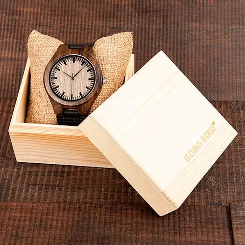 BOBO BIRD Ebony Wood Watch Customized Gift Quartz Movement Timepieces for Son Mom Dad Boyfriend Engraved Your Own Logo OEM