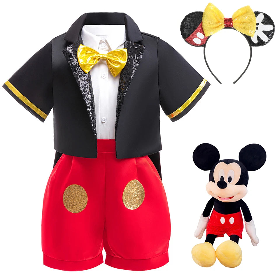 Disney Mickey Minnie Mouse Polka Dot Cosplay Baby Girls Boys Costume Kids Masquerade Clothes Children Halloween Carnival Dress
