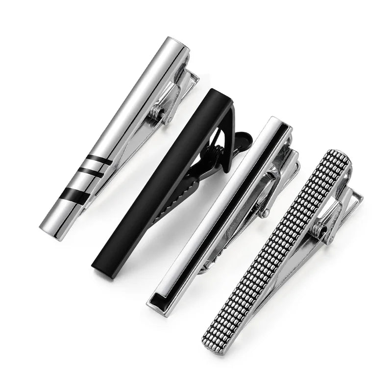 Tie Clip For Men Business Party Minimalist Tie Clips And Cufflinks To Man Shirt Gift Box Jewelry Men's Cuff Man Fashion Lawyer