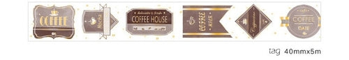15 40mm*5m Coffee Cup Gold Washi Tape