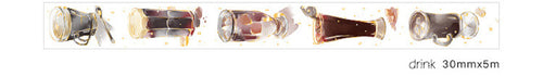 15 40mm*5m Coffee Cup Gold Washi Tape