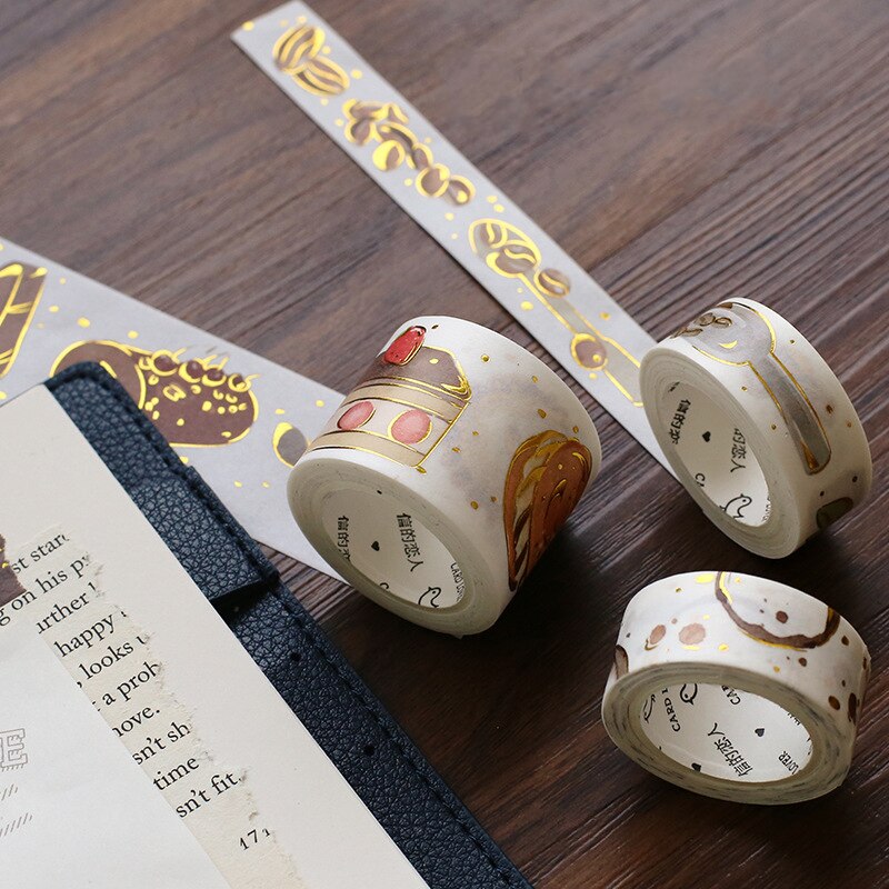 15 40mm*5m Coffee Cup Gold Washi Tape
