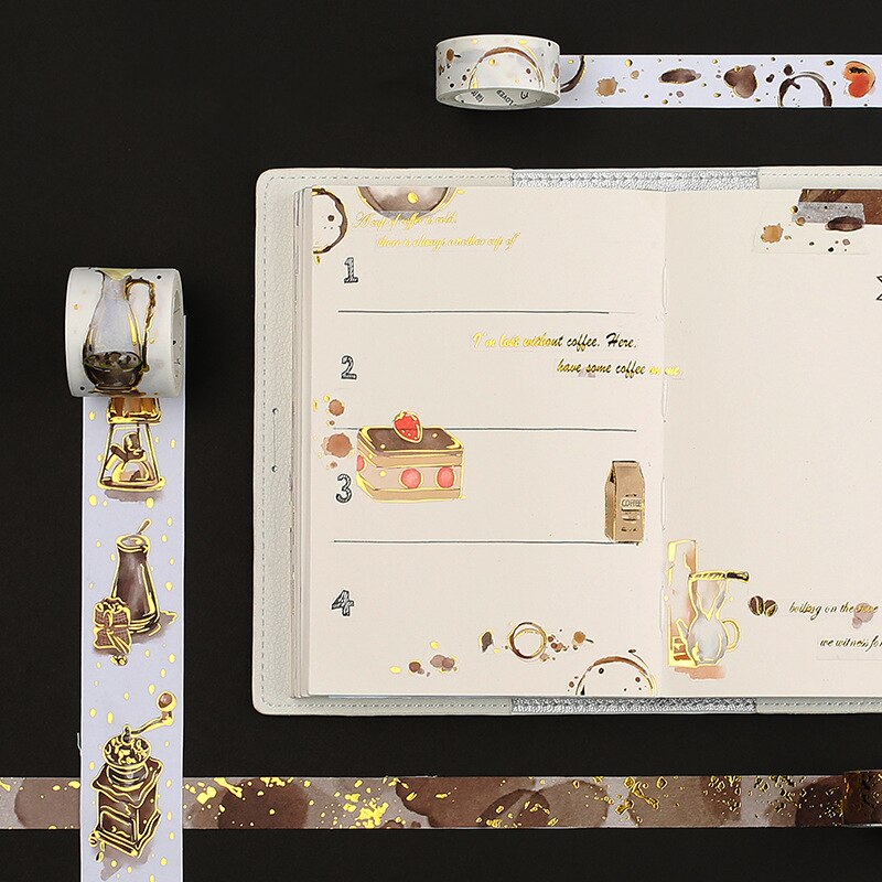 15 40mm*5m Coffee Cup Gold Washi Tape