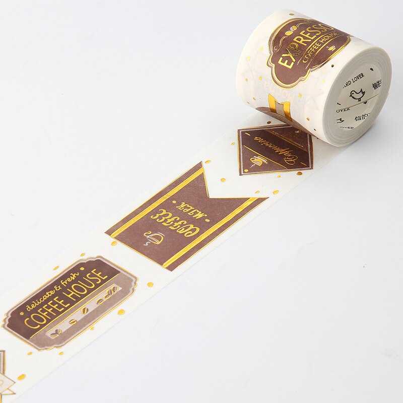 15 40mm*5m Coffee Cup Gold Washi Tape